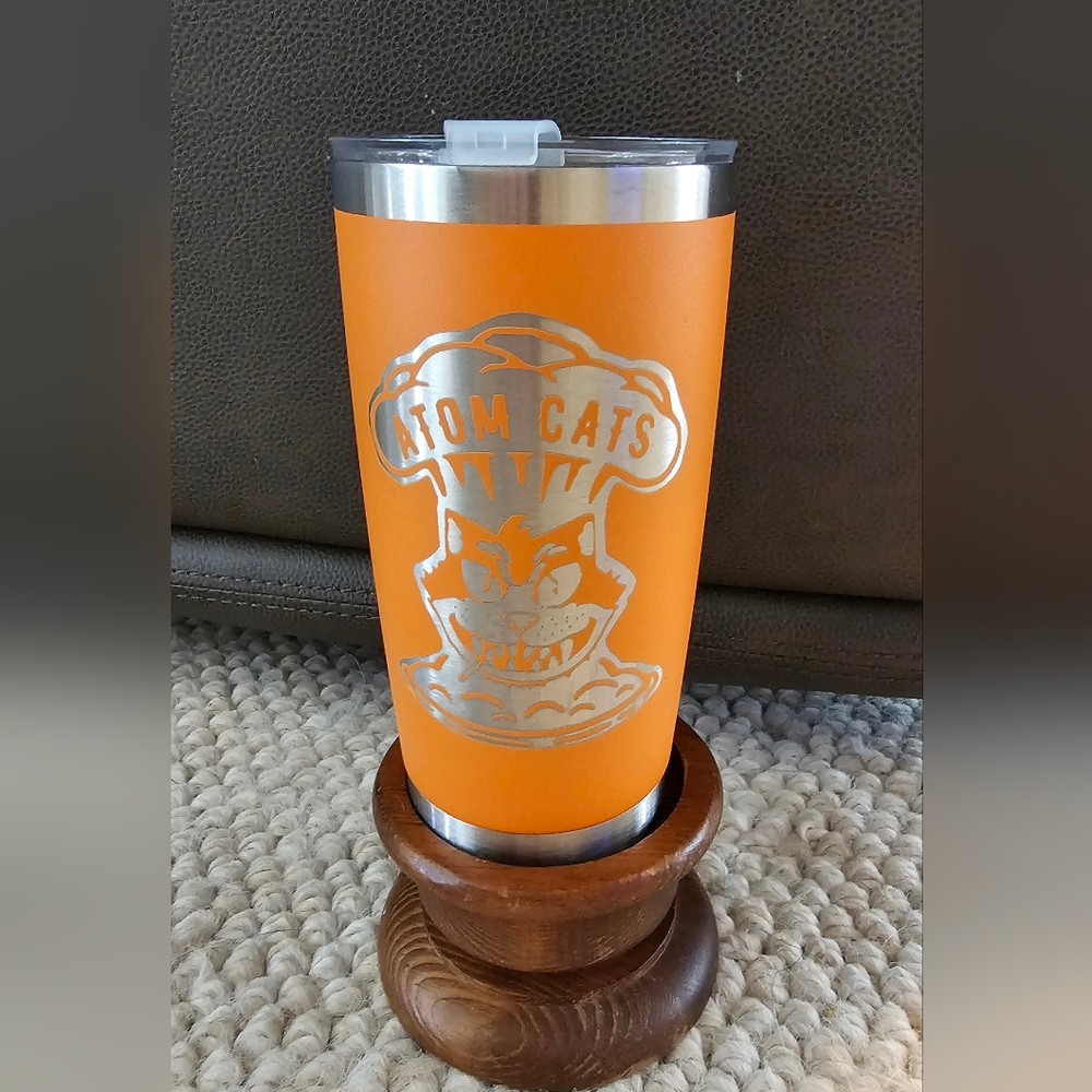 Orange Fallout Atom Cats tumbler